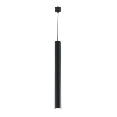 Lampadario a sospensione cilindrico in metallo nero, lampadina GU10, 5.5x200x60cm