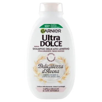 Garnier Ultra Dolce Shampoo Delicatezza D'Avena per Capelli Delicati Con Crema di Riso, 250 ML
