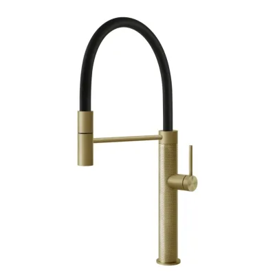 Gessi Miscelatore semi pro monocomando con doccetta estraibile Kitchen Cesello 60014 727 finitura Brass Brushed - IN PROMOZIONE FINO AL 6/07