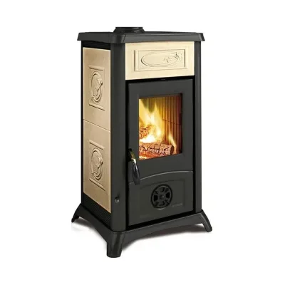 La Nordica Stufa a legna GEMMA.16 CERAMICA 3001002 finitura liberty panna