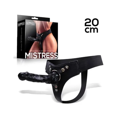 IntoYou Mistress Strap-On Nero con Dildo Silicone 20 cm e Harness Elastico BDSM