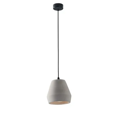 Lampadario a sospensione a forma di vaso grigio in cemento naturale, lampadina E27, 18x129cm