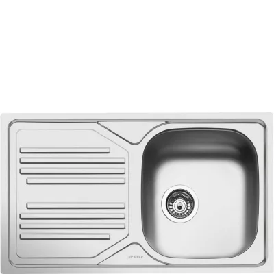 Smeg Lavello una vasca con gocciolatoio a sinistra LYP861S finitura acciaio inox da 86 cm - IN PROMOZIONE FINO AL 30/06