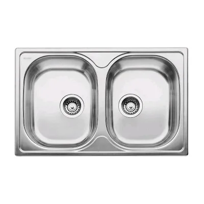 PRONTA CONSEGNA - Blanco Lavello due vasche TIPO 8 1324949 in acciaio inox da 86x50 cm - Sopratop
