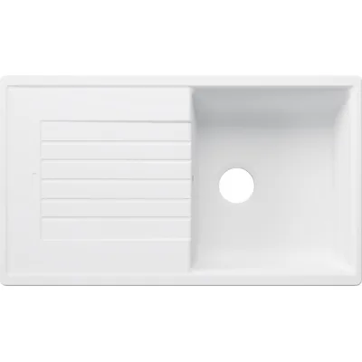 Blanco | Lavello una vasca con gocciolatoio ZIA 5 S 1527204 finitura soft white da 86x50 cm - Sopratop