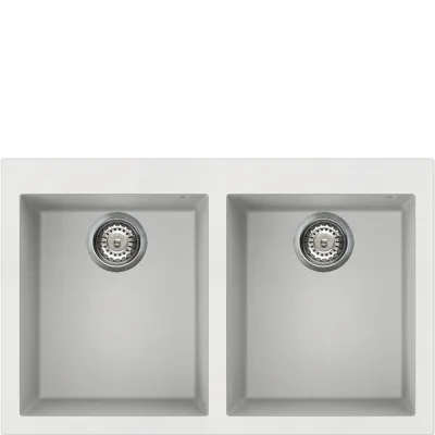 Smeg S Lavello due vasche VZ3434B finitura bianco da 79x50 cm - Sopratop - IN PROMOZIONE FINO AL 6/07