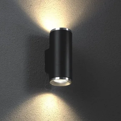 Applique per interni doppio fascio di luce-240V-alluminio, nero sabbiato, IP20 attacco GU10