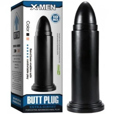 X-MEN Butt Plug 10" Nero PVC 26 cm Ø 7 cm Base Larga Extra Large Anale