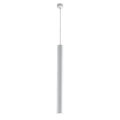 Lampadario a sospensione cilindrico in metallo bianco, lampadina GU10, 5.5x200x60cm