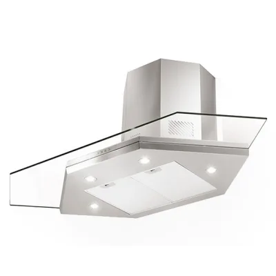 Faber Cappa ad angolo a parete PREMIO ANGOLO/SP EV8 LED X/V A100 325.0537.825 finitura acciaio inox e vetro da 100x100 cm