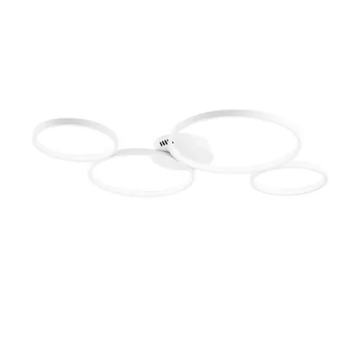 Plafoniera LED bianca quattro cerchi in alluminio, 60W, CCT, 87.5x75 cm
