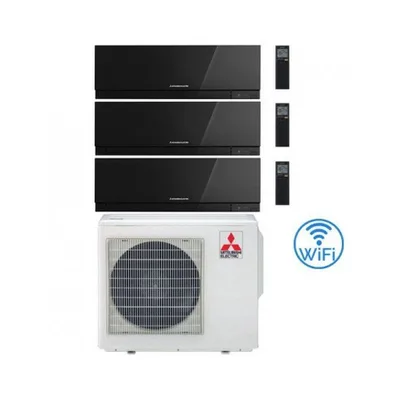 Climatizzatore Condizionatore MITSUBISHI ELECTRIC Trial Split 7+9+15 serie KIRIGAMINE ZEN BLACK MSZ-EF Inverter con MXZ-3F68VF  WI-FI INTEGRATO R-32 7000+9000+15000 A++/A+