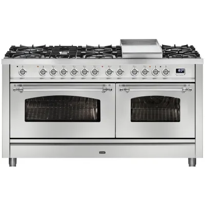 Ilve Cucina P15N da incasso Nostalgie P15FDNE3 doppio forno e piano cottura 9 fuochi con fry top e dual da 150 cm
