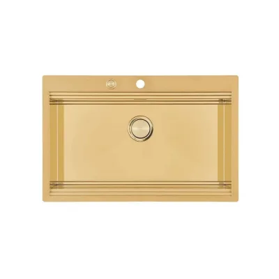 Foster Lavello una vasca 1034 059 finitura acciaio PVD gold da 80.6x52 cm - IN PROMOZIONE FINO AL 30/06