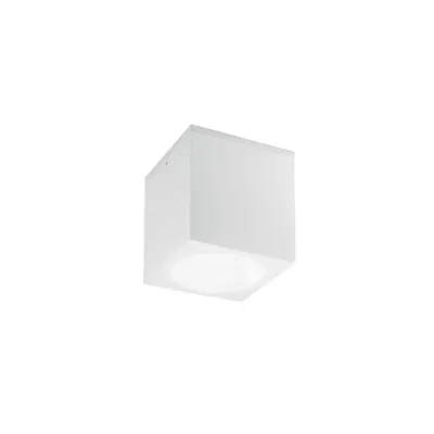 Plafoniera per esterni cubica bianca, in alluminio, 1 lampadina E27, 15x17cm