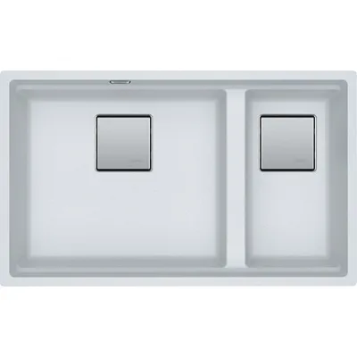Franke: Lavello due vasche Vasche Kubus 2 Sottotop KNG 120 125.0529.874 finitura fragranite bianco da 72x42 cm