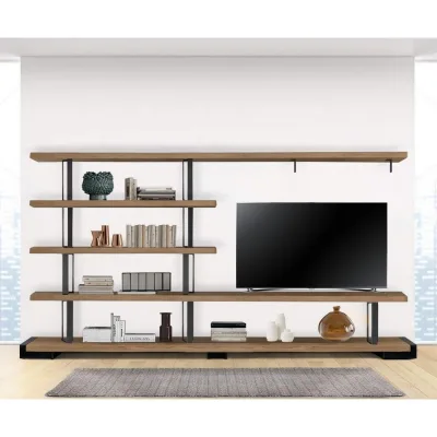 Altacorte Libreria fissa monofacciale Eco Layout 6 con struttura in ferro e ripiani in legno da 300 cm e h. 160 cm
