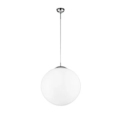 Sospensione sferica in vetro bianco, lampadina E27, 35x100cm