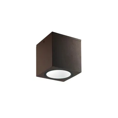 Plafoniera per esterni cubica bronzo, in alluminio, 1 lampadina E27, 15x17cm