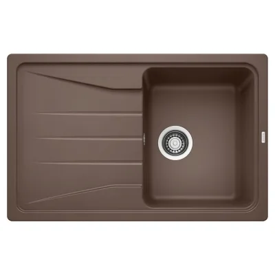 Blanco | Lavello una vasca con gocciolatoio SONA 45 S 1519670 finitura caffè da 78x50 cm - Sopratop