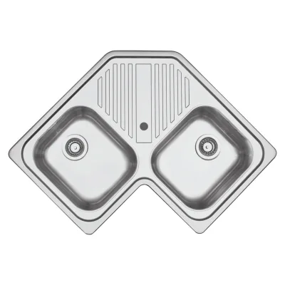 Barazza Lavello ad angolo due vasche con gocciolatoio B_FAST 1LFS82A finitura inox satinato da 83x83 cm - IN PROMOZIONE FINO AL 6/07