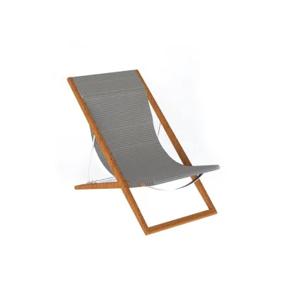 Unopiù Sdraio pieghevole COSETTE con struttura in teak e telo in tessuto bianco canapa - IN PROMOZIONE FINO AL 6/07