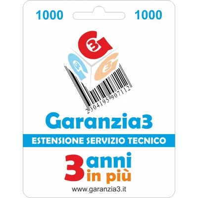 Garanzia3 1000 - Estensione di servizio tecnico di 3 anni in piu' con massimale copertura 1000 euro