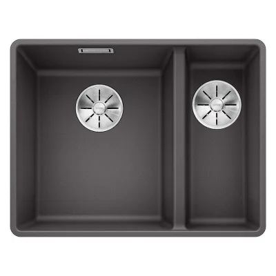 Blanco Lavello una vasca SX con vaschetta SUBLINE 340/160-F 1519803 finitura grigio roccia da 55.2x42.7 cm - Filotop