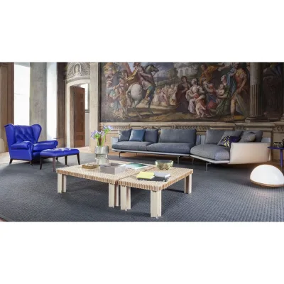 Poltrona Frau Tavolino Kyoto con struttura e piano in legno da 102x102 cm