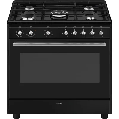 Smeg Cucina CX91GMBL con forno termoventilato e piano cottura gas finitura nero da 90x60 cm - IN PROMOZIONE FINO AL 30/06