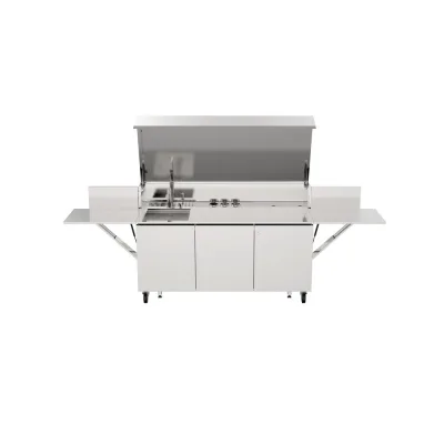 Bautek Foster Cucina da esterno a libera installazione FINALMENTE 7555 009 in acciaio inox da 185/327 cm