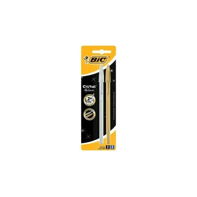 Bic Cristal Cristal Shine Conf. 2 penne a sfera Punta media 1,0 mm Corpo argento/oro Colore nero 9213361