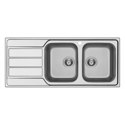 Schock Lavello due vasche con gocciolatoio a sinistra MASTER D200 MASTD200DX finitura inox spazzolato da 116x50 cm