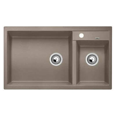 Blanco Lavello due vasche con gocciolatoio METRA 9 1517364 finitura tartufo da 86x50 cm - Sopratop