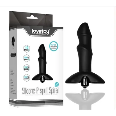 Plug Anale Vibrante fallico Silicone Spiral P-Spot 10 Modalità Lovetoy Nero