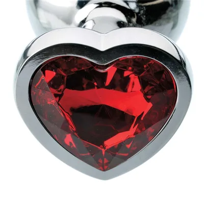 Plug anale medio alluminio liscio base cuore gioiello sex toy con custodia