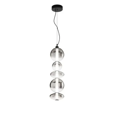 Sospensione LED grigia in metallo, 5 diffusori, 40W, Luce calda, 154.5x20cm