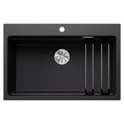 Blanco Lavello a una vasca ETAGON 8 Dark Steel 4525893 finitura nero da 78x51 cm - Sopratop