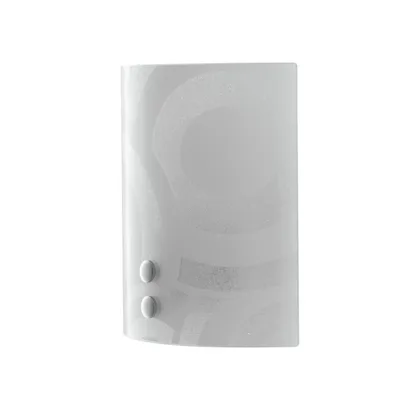 Applique in vetro curvato bianco, con decoro graniglia, 1 luce E27, 23x23cm