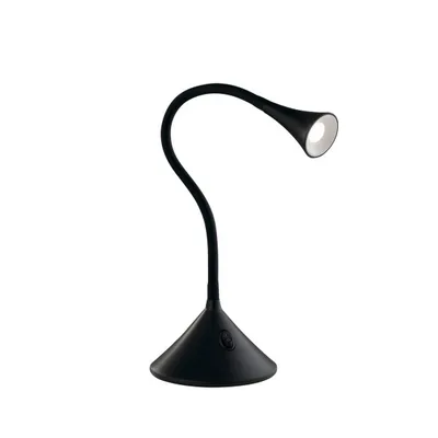 Lampada da lettura flessibile nera in metallo e silicone, 1 LED 3.2W, 13x51cm
