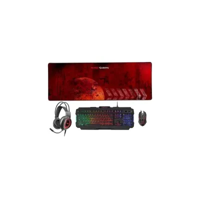 PACK GAMING MARS 4 in 1 Tastiera Mouse 4000dpi Cuffie con Microfono Mousepad