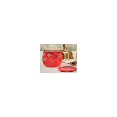 NEAVITA TAZZA IN VETRO CON COPERCHIO ROSA INFUSI DI PRIMAVERA 450ML