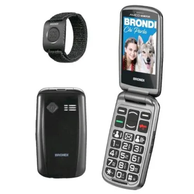BRONDI AMICO SICURO PLUS 2.8" EASY PHONE CLAMSHELL + BRACCIALETTO SOS BLACK METAL