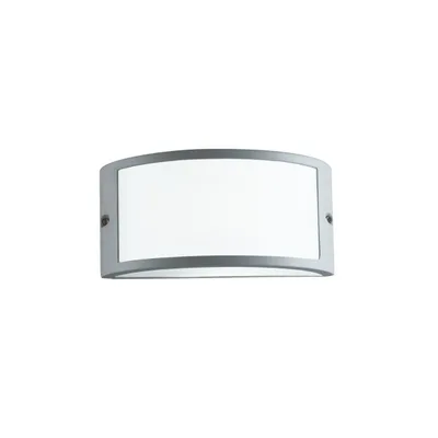 Applique da esterno argento in alluminio e policarbonato, 1 luce E27, 25x12cm