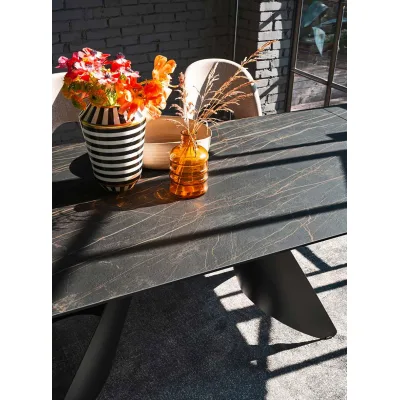 Connubia Tavolo allungabile Orion CB4865-S 165 con struttura in metallo nero e piano in ceramica Noir Desir da 165(240)x100 cm - IN PROMOZIONE FINO ALL' 11/07
