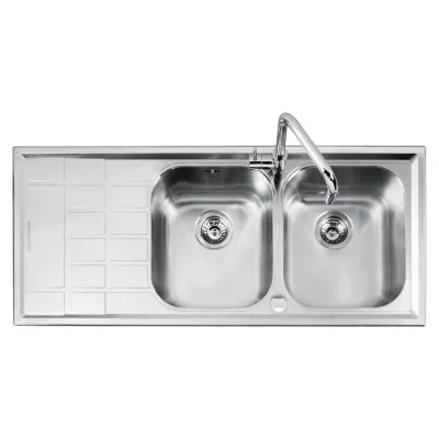 Barazza Lavello due vasche con gocciolatoio sx B_LEVEL 1LLV120/2S finitura inox satinato da 116x50 cm - IN PROMOZIONE FINO AL 6/07