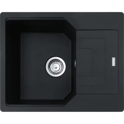 Franke: Lavello una vasca con gocciolatoio Urban Incasso UBG 611-62 114.0686.742 finitura fragranite nero da 62x50 cm