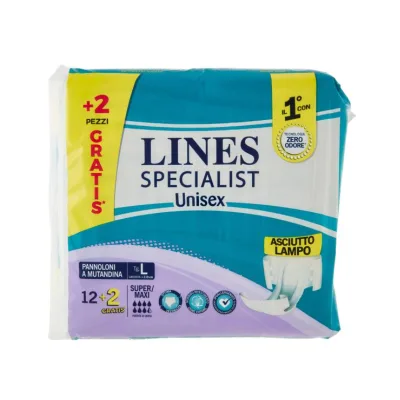Lines Specialist Unisex Pannolini Mutandina tg.L Super Maxi 12+2pz