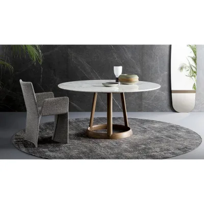 Bonaldo Tavolo rotondo fisso Greeny con struttura in legno e piano a scelta da Ø140 cm