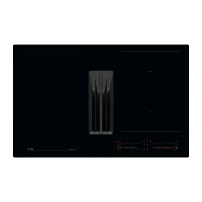 PRONTA CONSEGNA - AEG Piano cottura a induzione con cappa integrata NCH 84C23 CB in vetroceramica nero da 80 cm